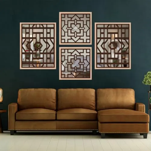 The WoWart Modern Wooden Handicrafted Wall Mirror Frames - Rectangular Hanging Wall Mounted Vanity Mirror/Framed Wall Mirror Hanging Wood Art for Home Decoration (WDJ-BC-1.5, 10x13/10x10 inches)