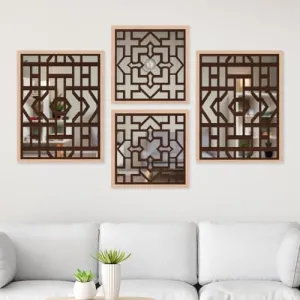 The WoWart Modern Wooden Handicrafted Wall Mirror Frames - Rectangular Hanging Wall Mounted Vanity Mirror/Framed Wall Mirror Hanging Wood Art for Home Decoration (WDJ-BC-1.5, 10x13/10x10 inches)