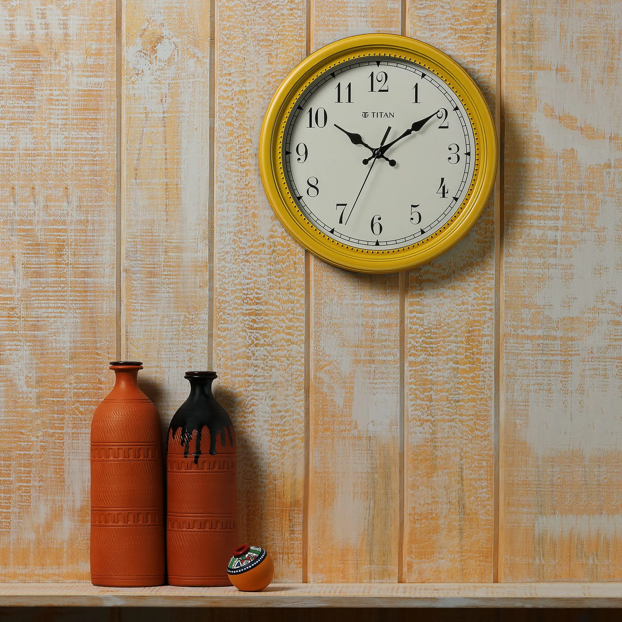 Titan Contemporary Distressed Finish Wall Clock with Silent Sweep Technology - 30 cm x 30 cm (Medium)