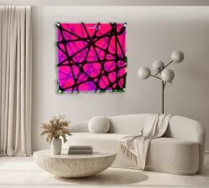 Triple Net 3D Wall Sculpture Transparent Acrylic Geometric Pink Wall Art