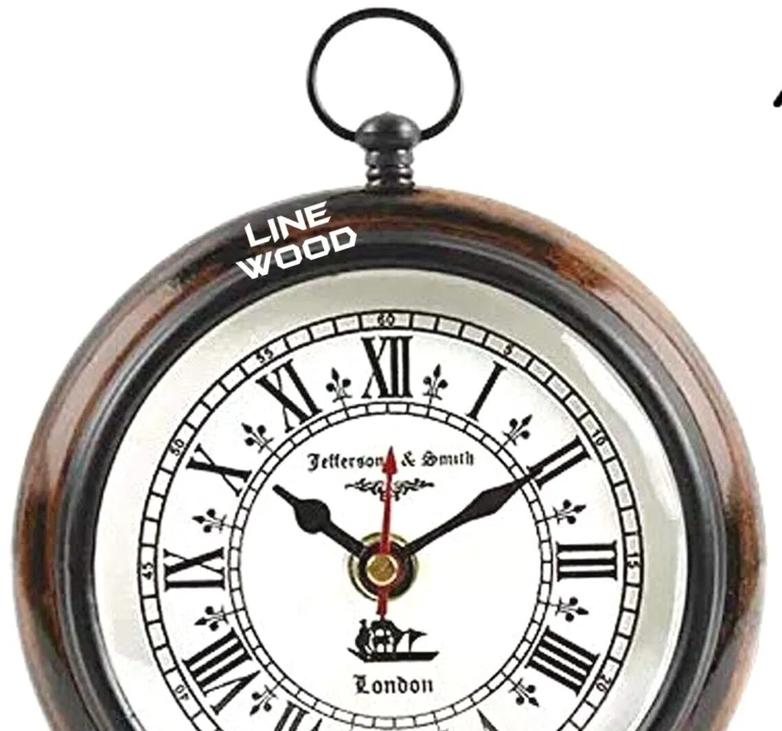 Unique Antique Collection - Handmade Antique Wooden 5" Table Top Clock Desk Clock London Style Hanging Clock Home & Office, Bed Room, Decor Gift (White)