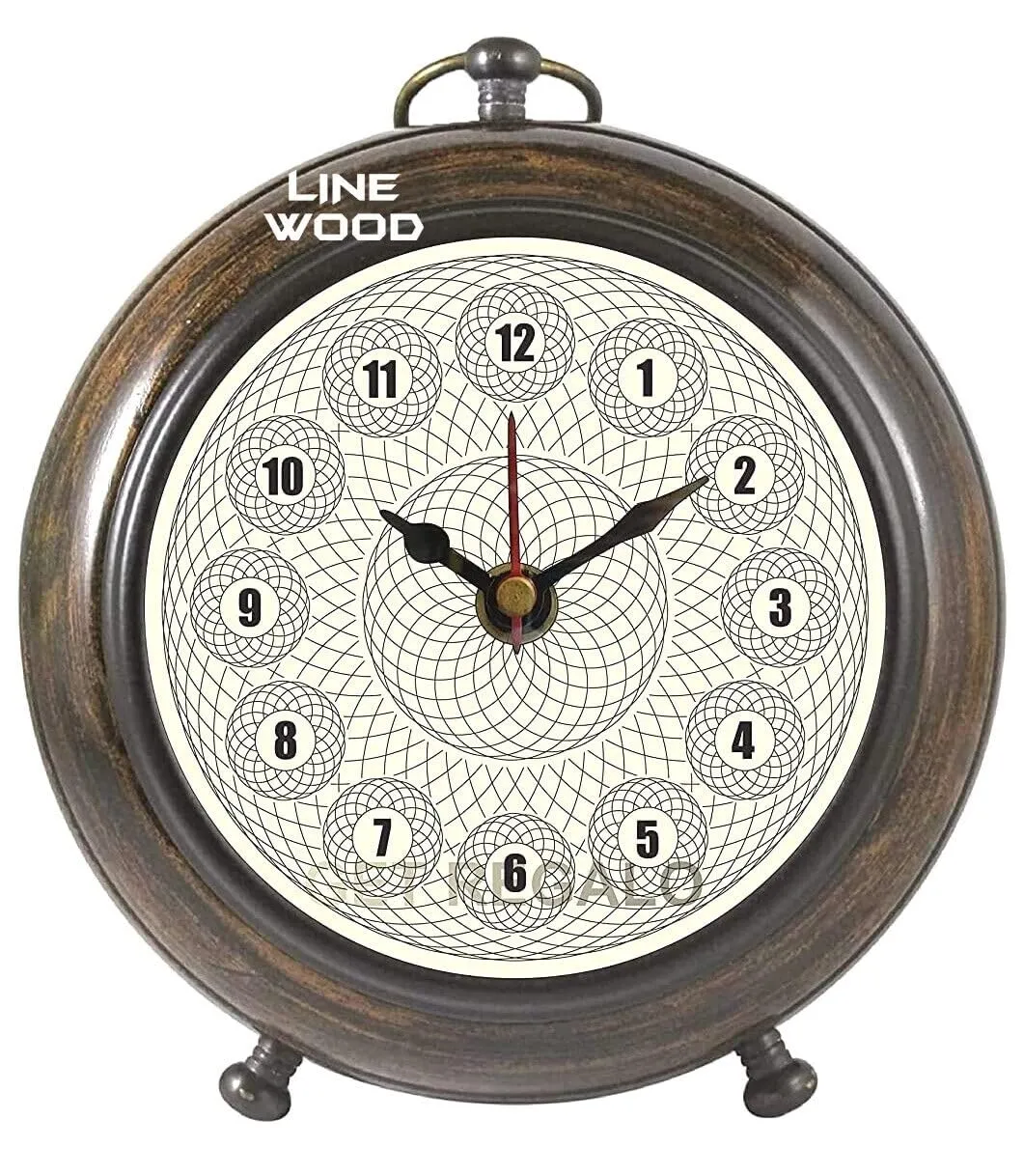 Unique Antique Collection - Handmade Wooden 5" Table Top Clock Desk Clock World Globe Style Hanging Clock Home & Office, Bed Room, Wedding Gift (White)