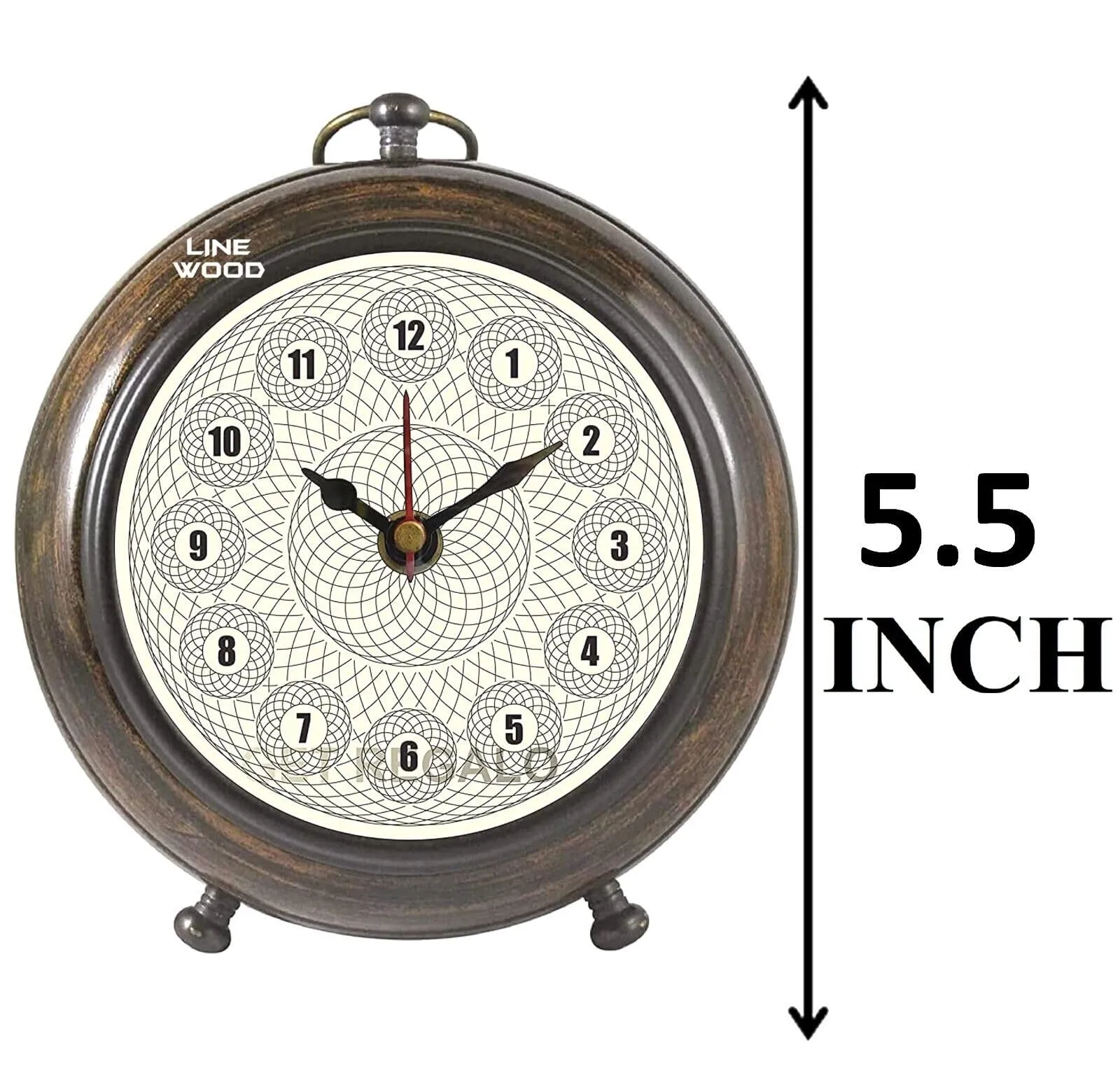 Unique Antique Collection - Handmade Wooden 5" Table Top Clock Desk Clock World Globe Style Hanging Clock Home & Office, Bed Room, Wedding Gift (White)