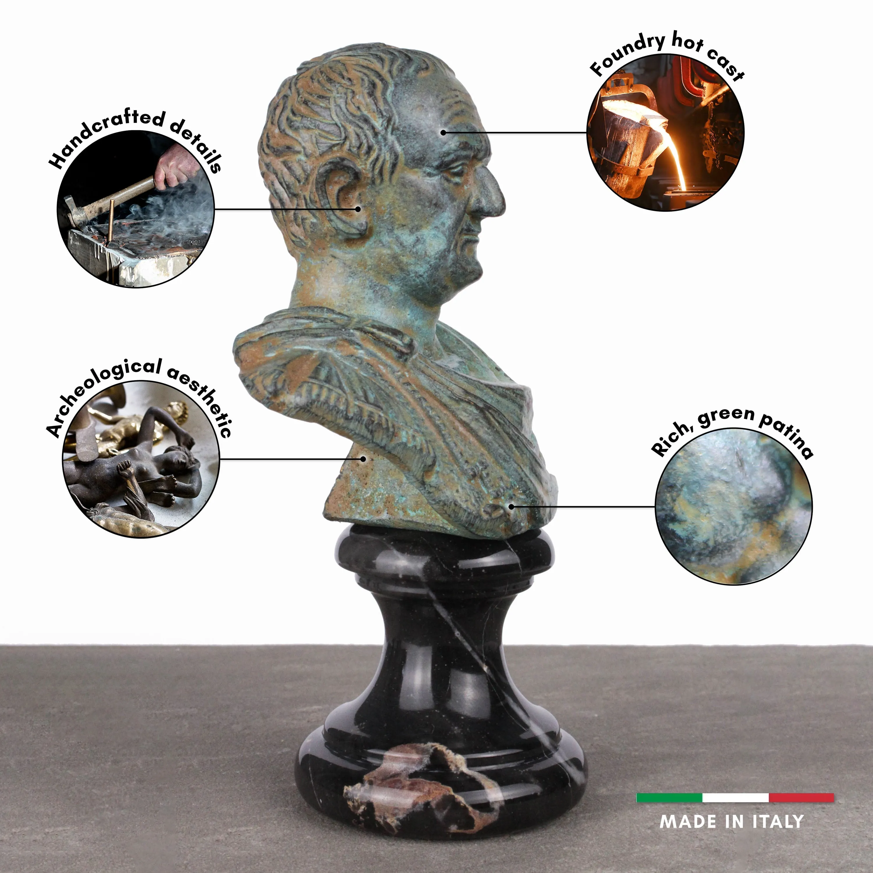 Vespasian Bust (Green Bronze)