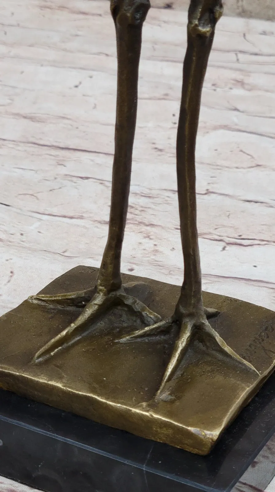 VINTAGE BRONZE OR BRASS CRANE/STORK SCULPTURE--FINELY DETAILED-GREAT PATINA ART