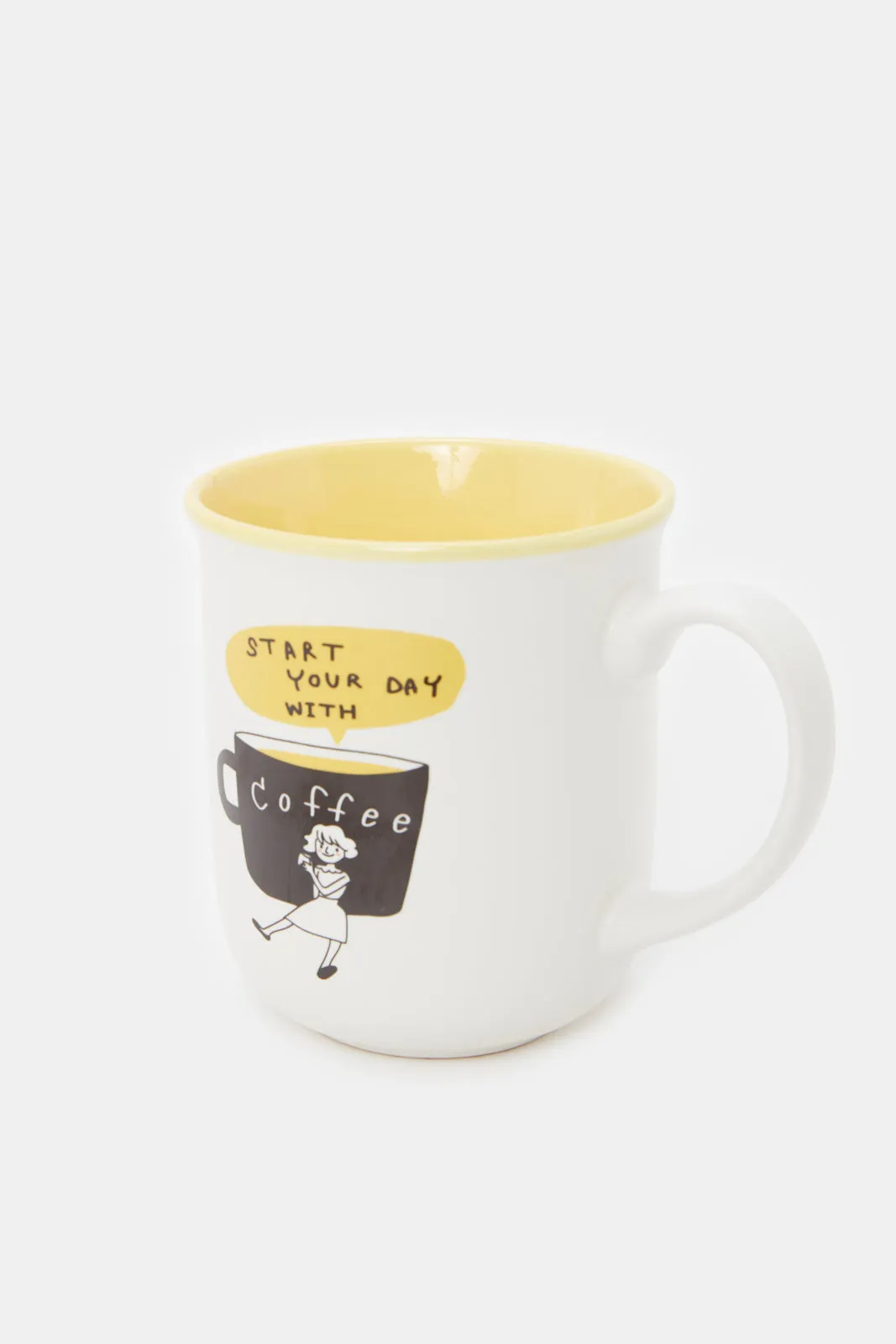 White And Yellow Printed Coffee Mug