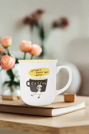 White And Yellow Printed Coffee Mug