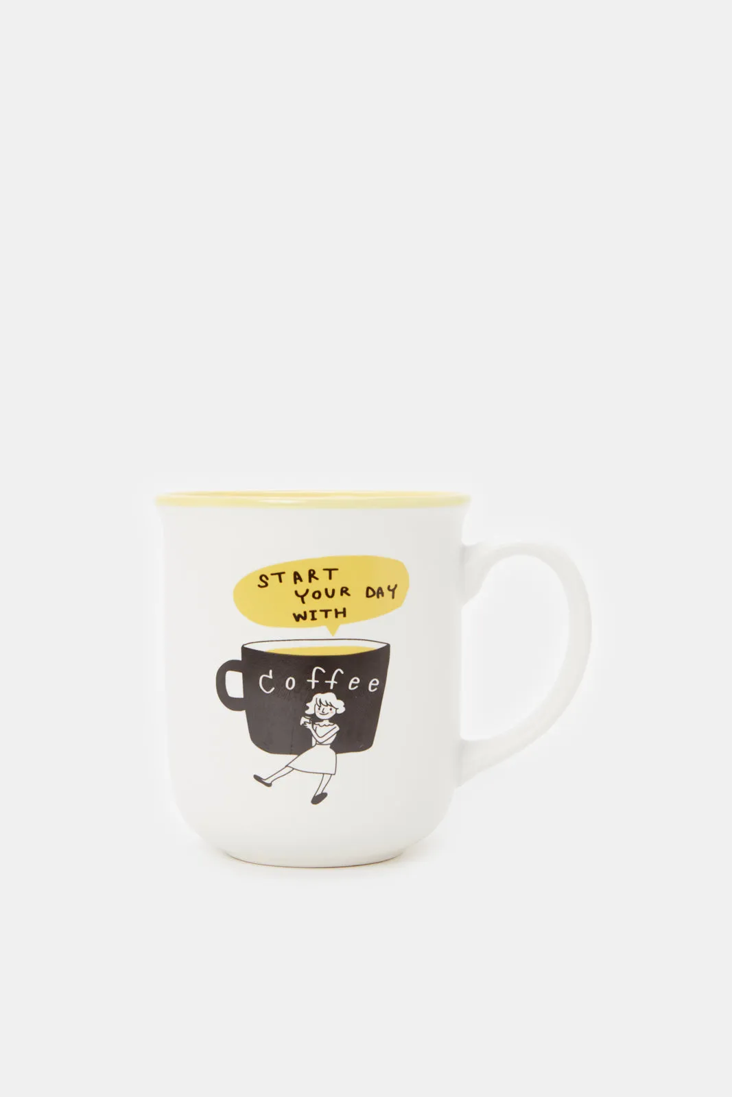 White And Yellow Printed Coffee Mug