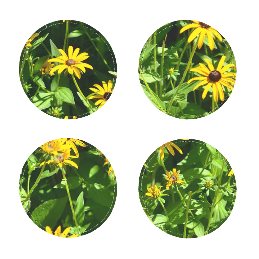Yellow Flowers Sublimation Coasters Pack of Four