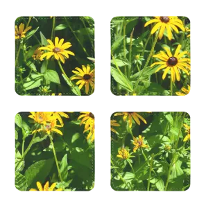 Yellow Flowers Sublimation Coasters Pack of Four