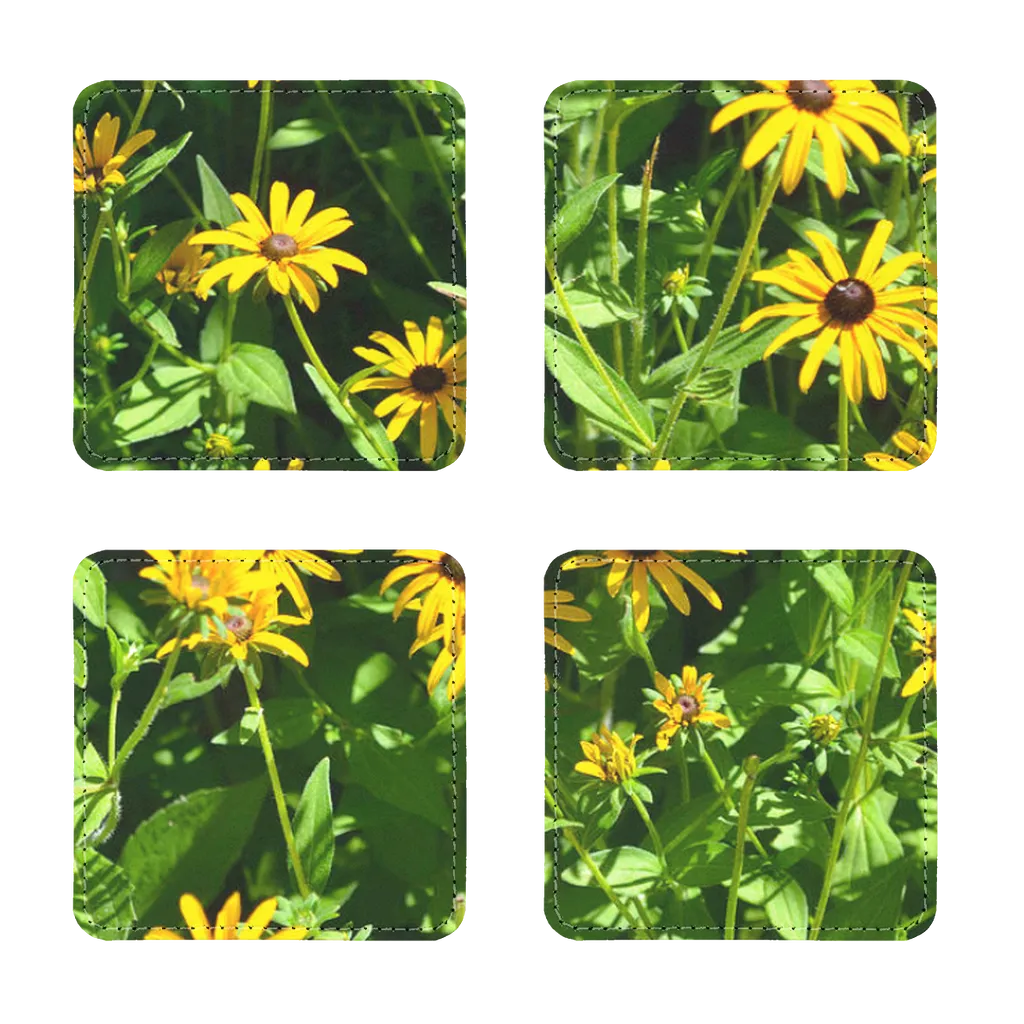 Yellow Flowers Sublimation Coasters Pack of Four